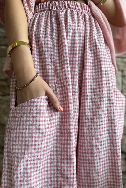 Arbi Gingham 7/8 Barrel Pant Indian Pink